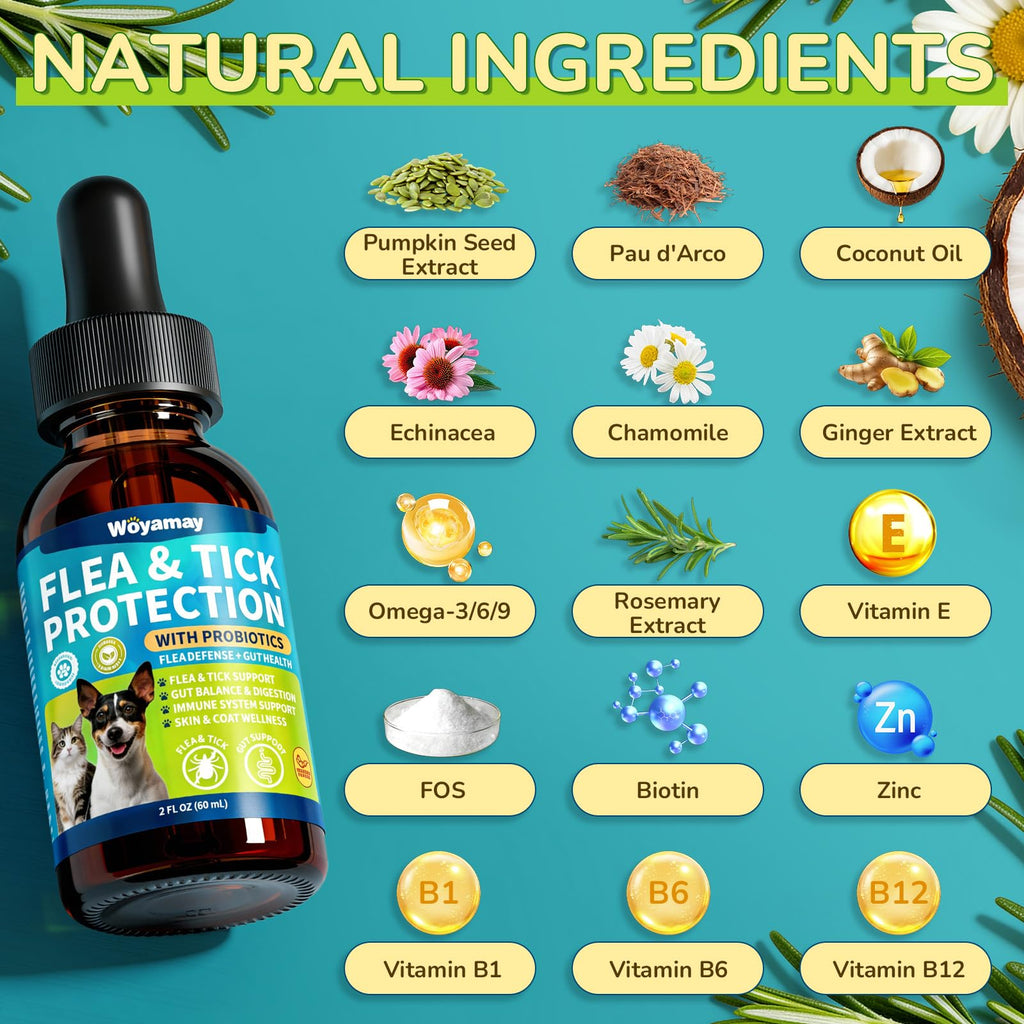 Flea and Tick Prevention Drops with Probiotics H881