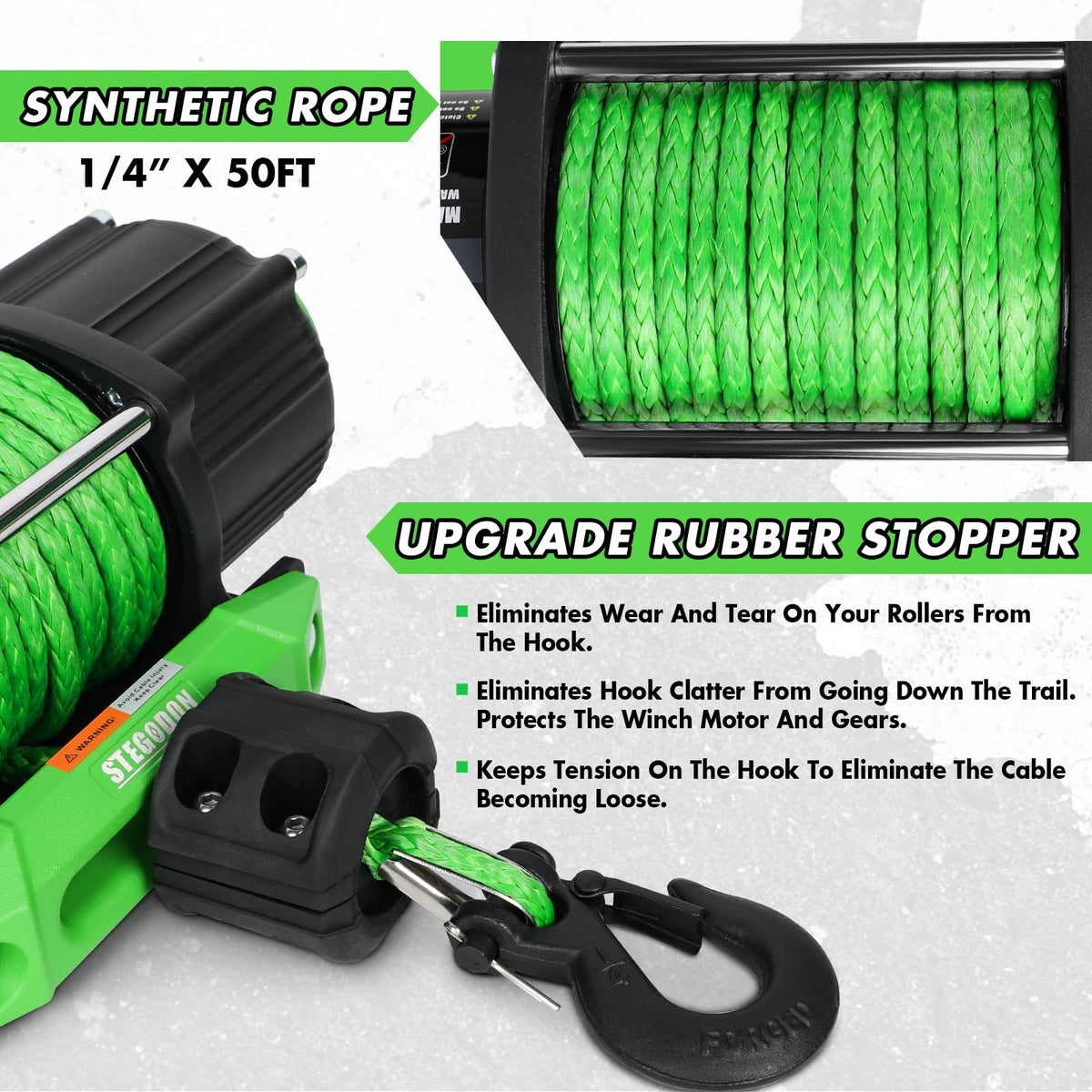 12V Electric Winch with Synthetic Rope and Wireless Remote H616408