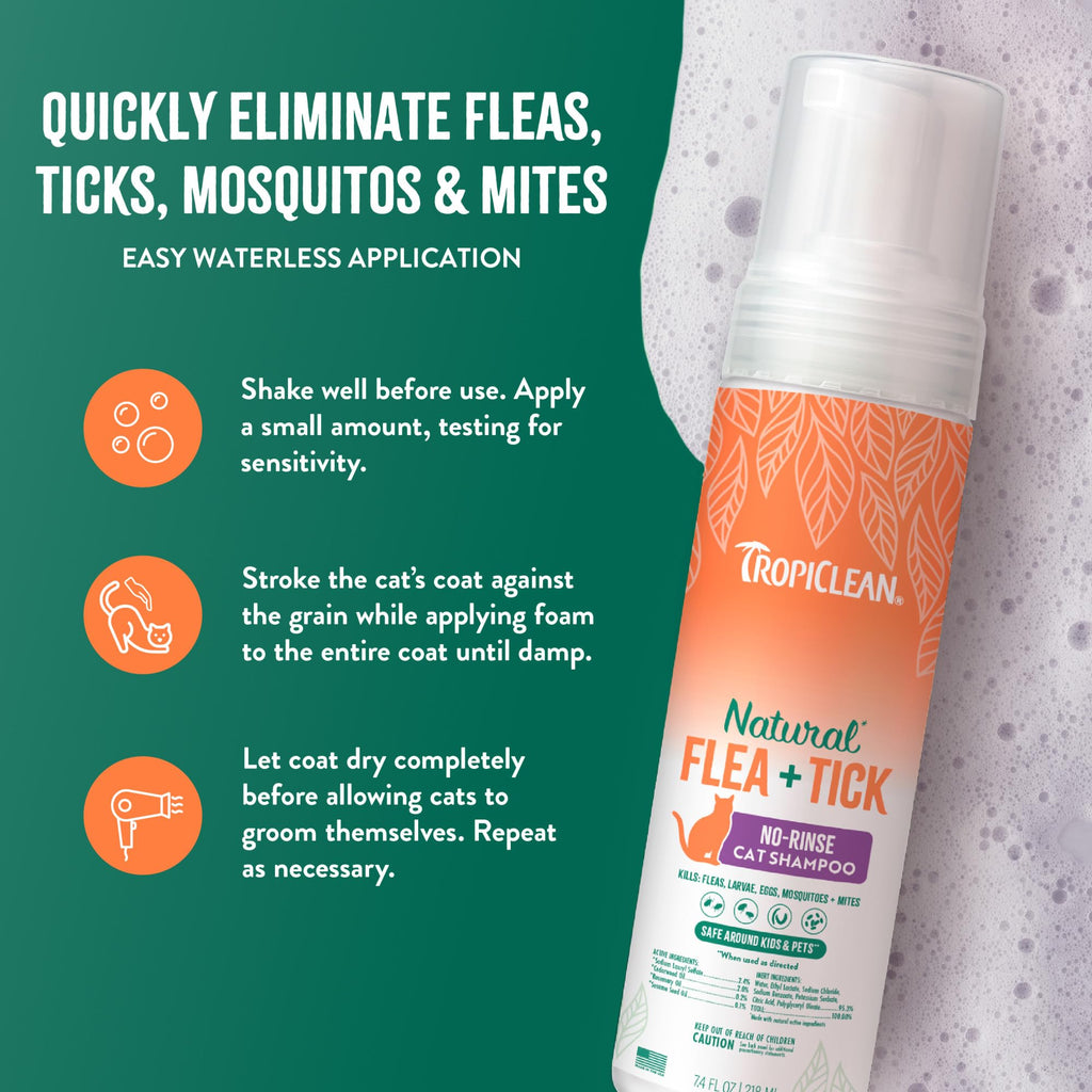 Waterless Flea and Tick Shampoo for Cats 7.4oz E1636
