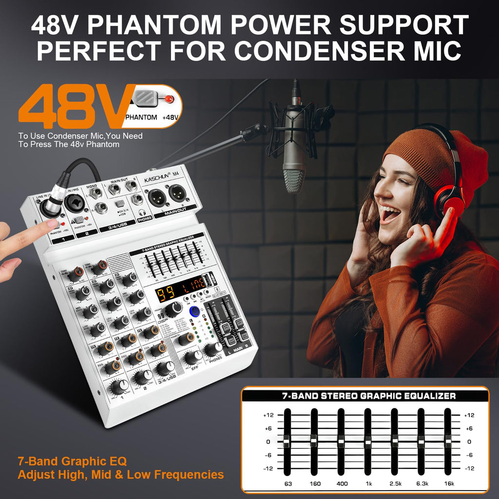 4-Channel Bluetooth Audio Mixer with XLR USB Interface G43991