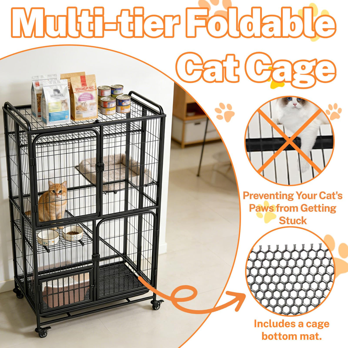 Collapsible Metal Wire Cat Cage Z702567