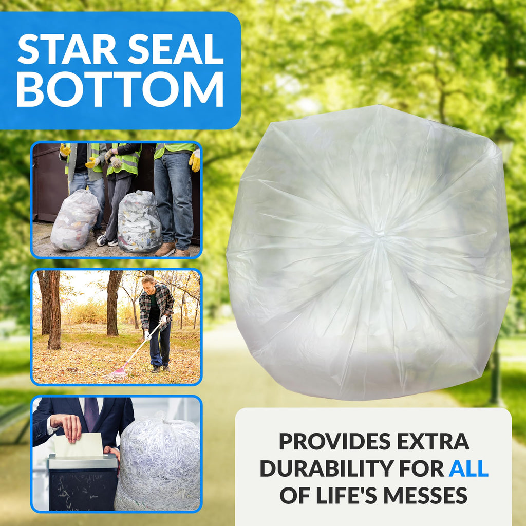 55-60 Gallon Heavy Duty Clear Trash Bags with Ties A59465