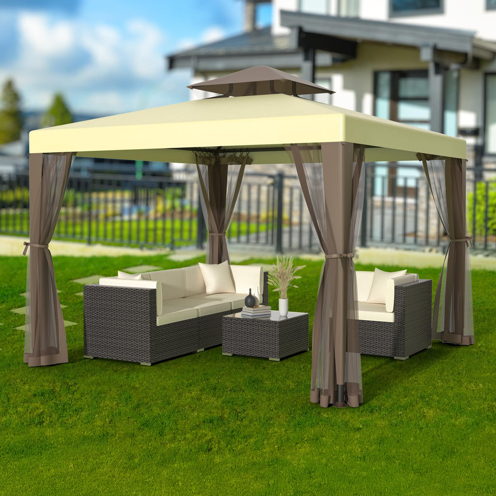 10'x10' Waterproof UV-Resistant 2-Tier Canopy Tent with Mosquito Netting W907