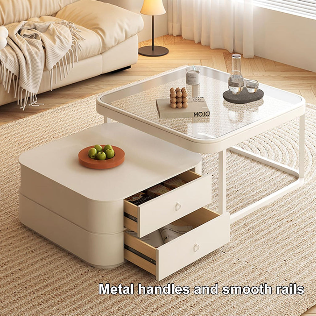 Brown Glass Coffee Table Set of 2 I921
