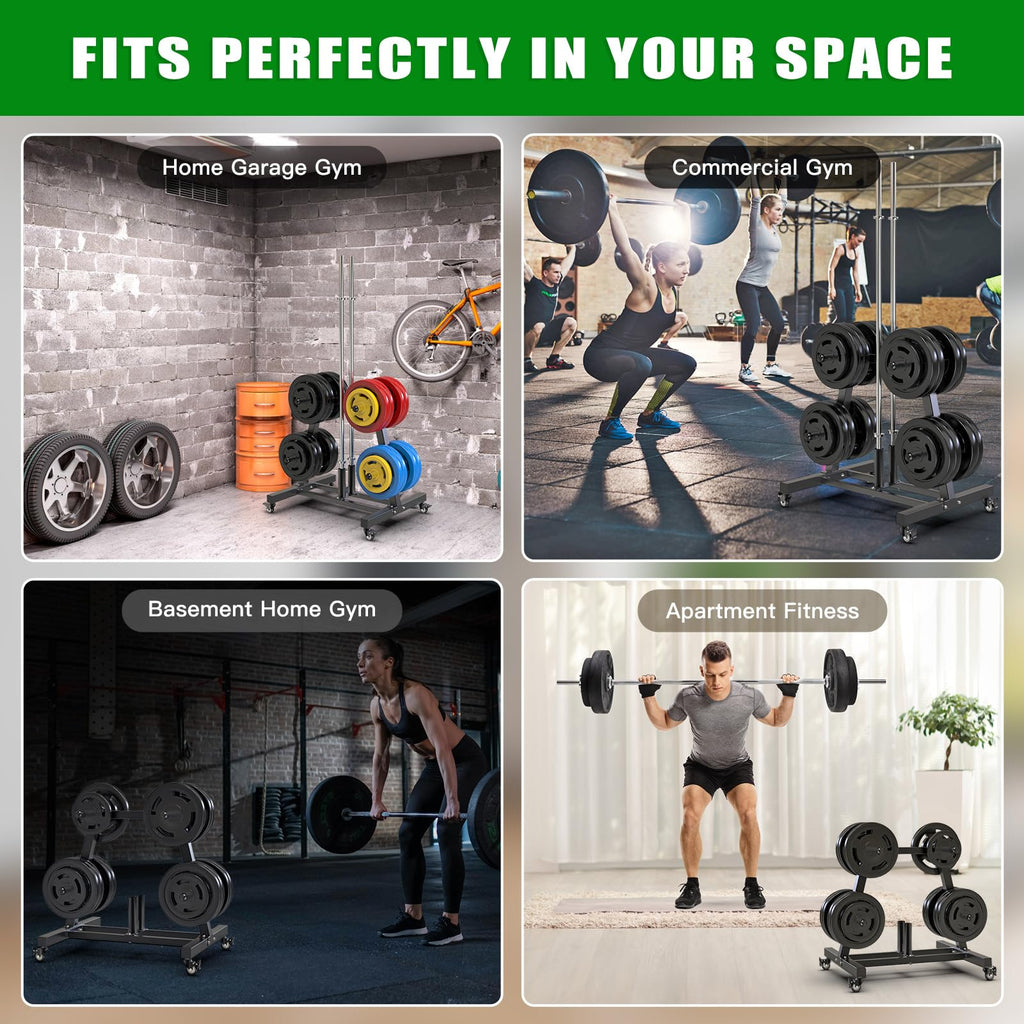 2" Olympic Weight Plate Tree Rack and Barbell Holders W717
