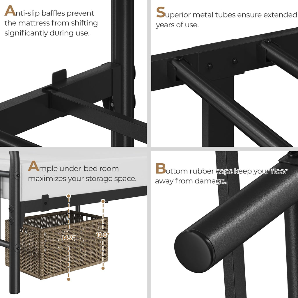Black Metal Bed Frame with Spindle Headboard K841
