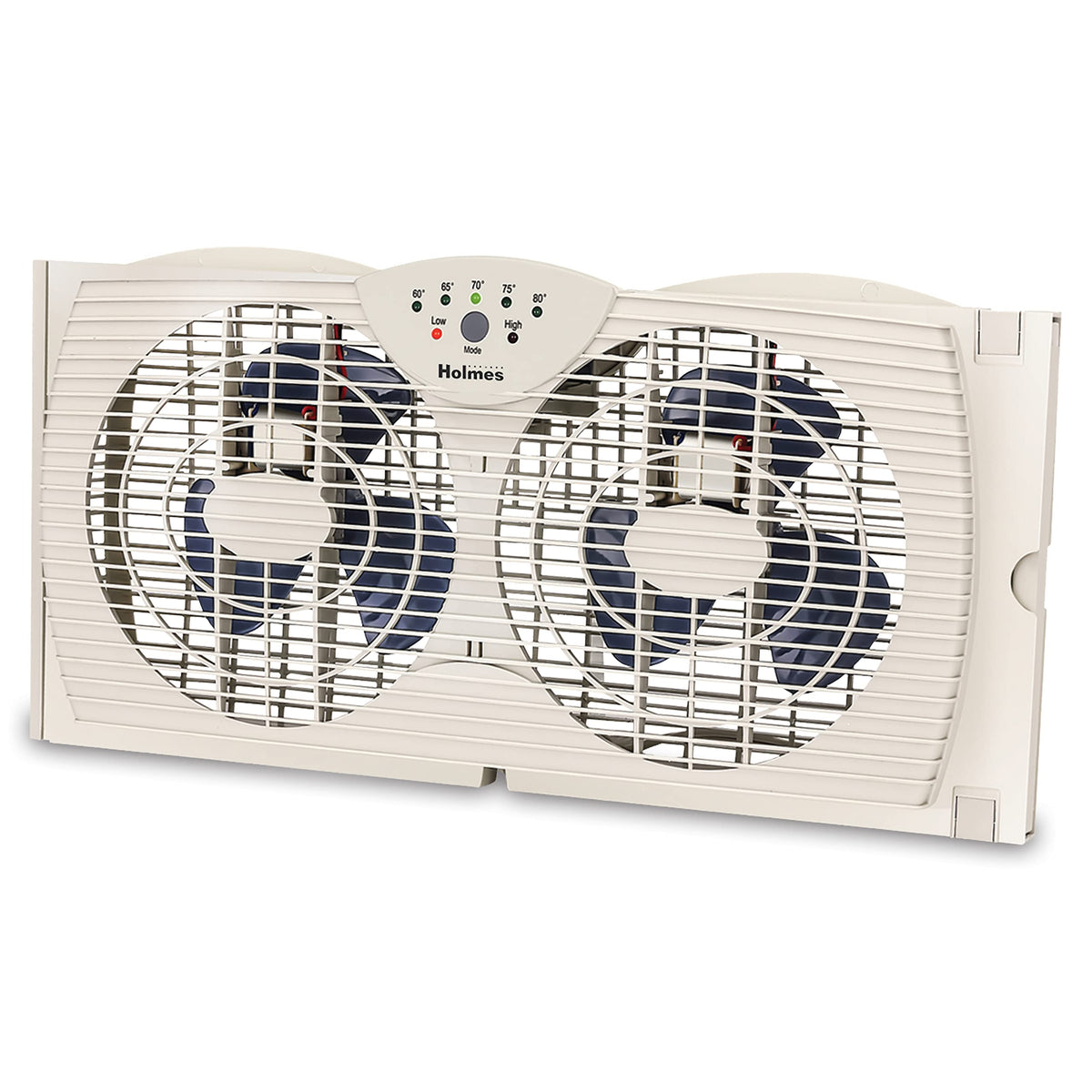 White Dual Blade Digital Window Fan with Programmable Thermostat Control R731