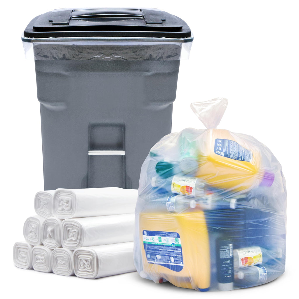 64-65 Gallon Clear Trash Bags, 120 Count Heavy Duty Garbage Bags O48631