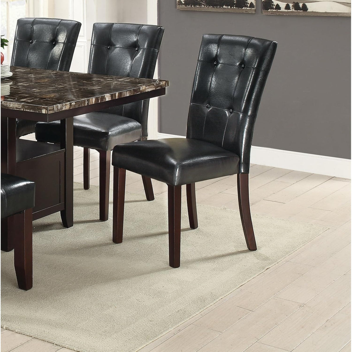 Black Faux Leather Parson Chairs Set of 2 D9463