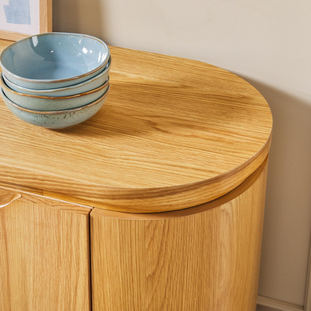 70 Inch White Oak Wood Sideboard TV Stand with Storage M74421