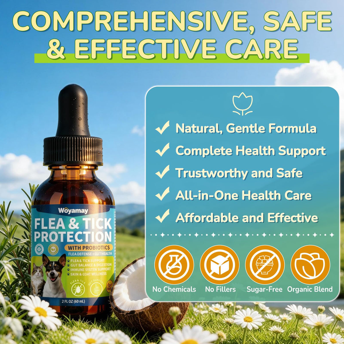 Flea and Tick Prevention Drops with Probiotics H881