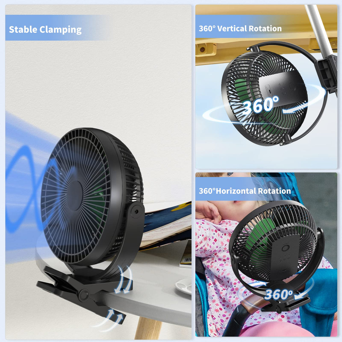 8 Inch Rechargeable Portable Clip on Fan M318987