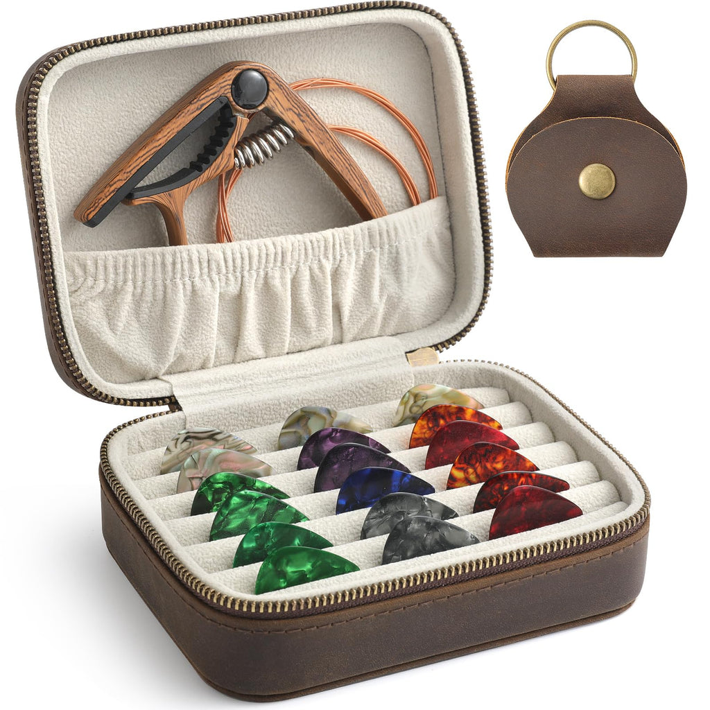Leather Guitar Pick Case Holder Box C98136