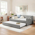 Twin Size Gingham Daybed with Trundle and Storage Pocket D9668