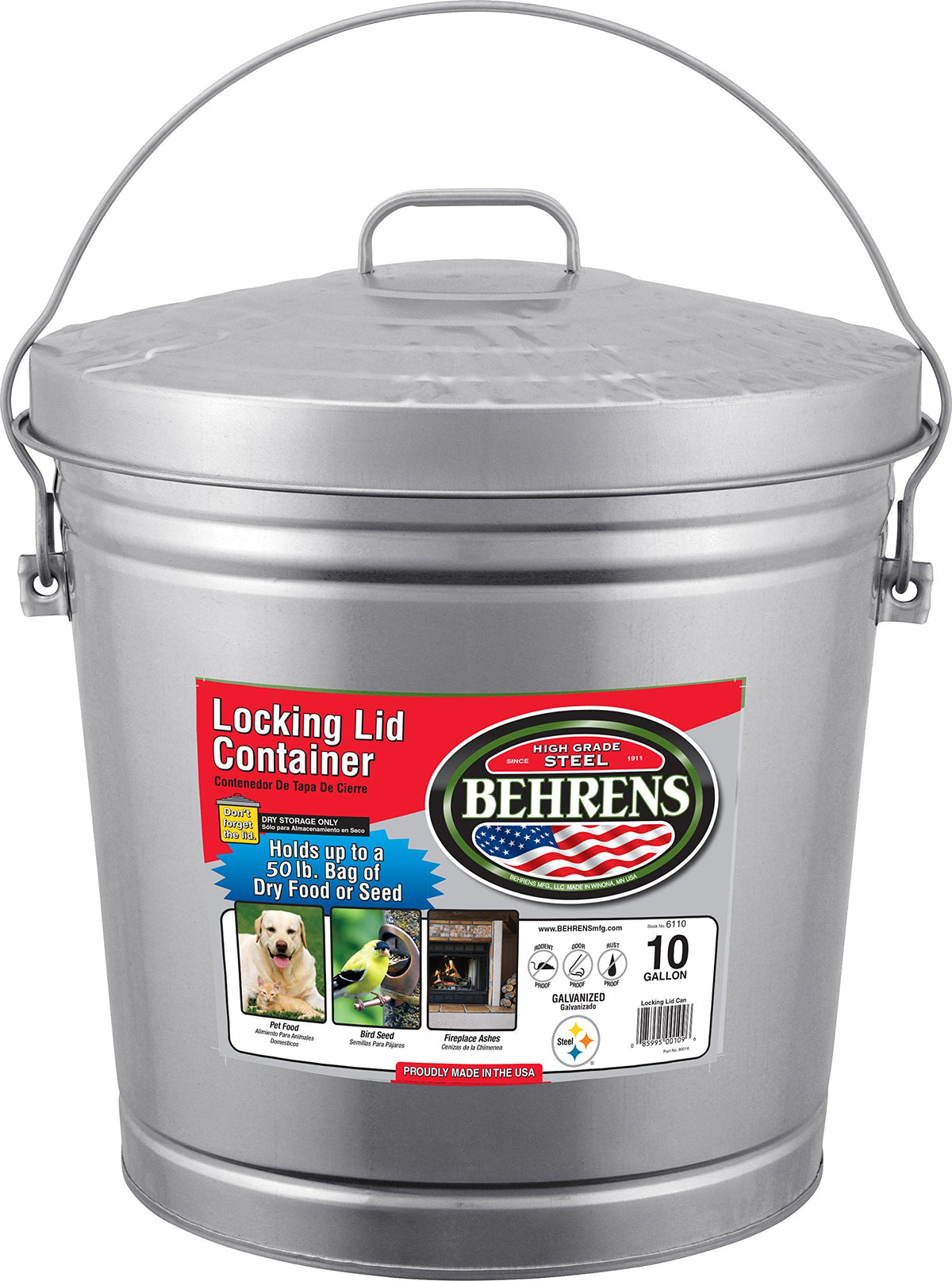 10-Gallon Locking Lid Can J907723