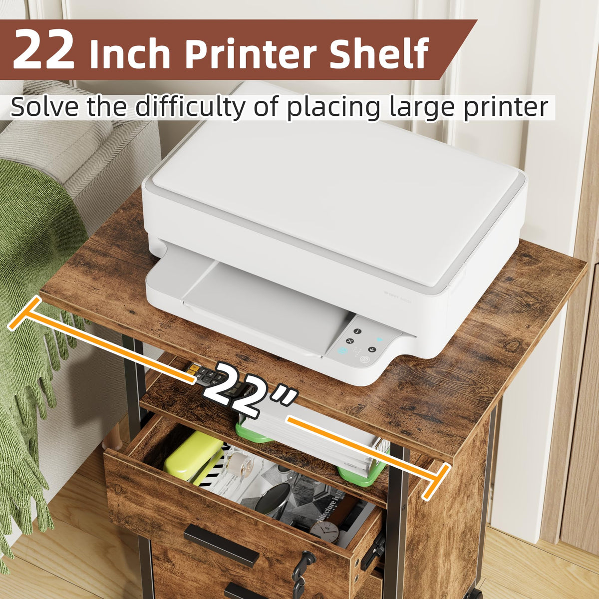 2 Wood Drawer Lockable File Cabinet with Extended Desktop O2365