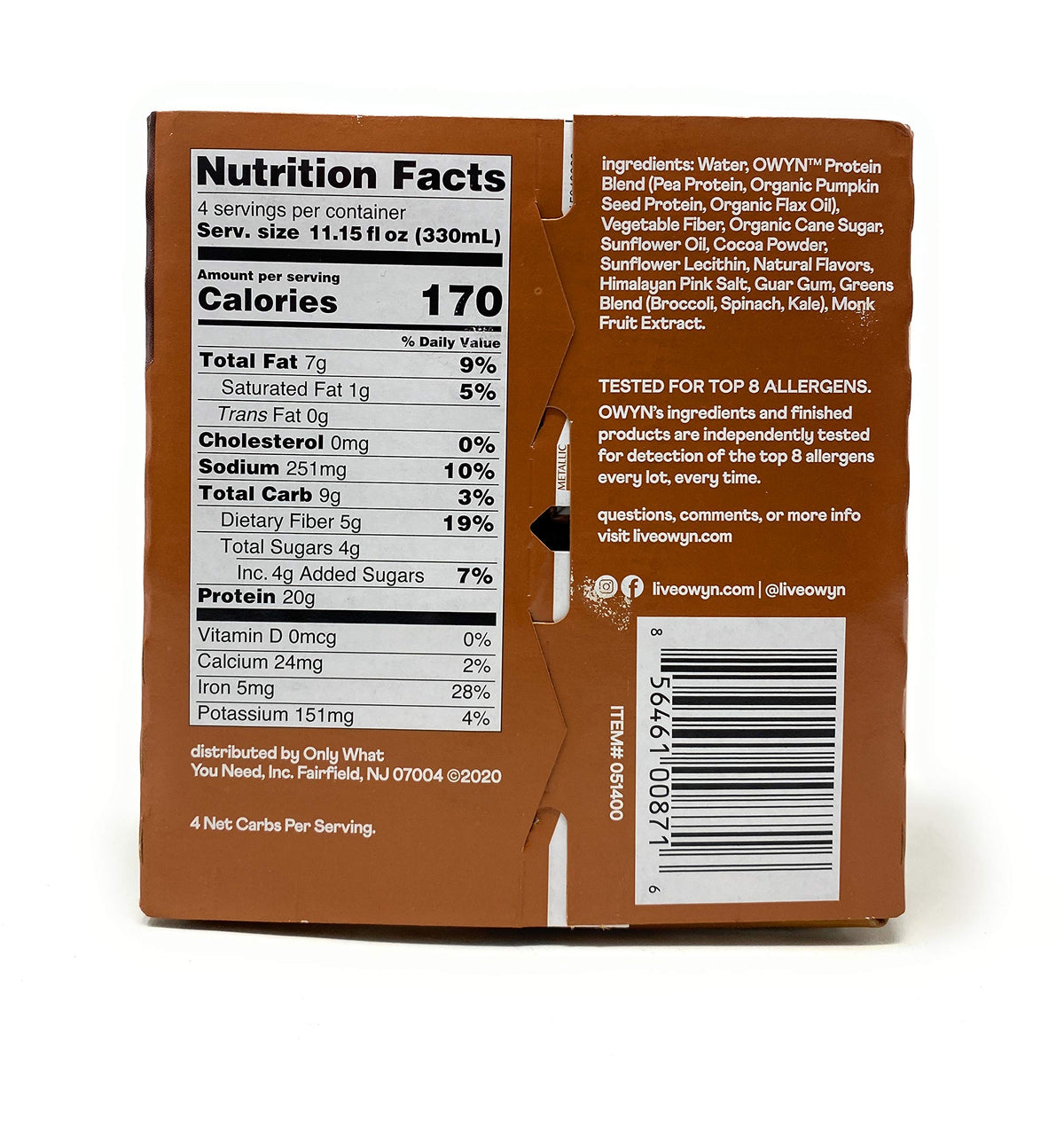 Dark Chocolate Plant Based Protein Shake 4pk B895