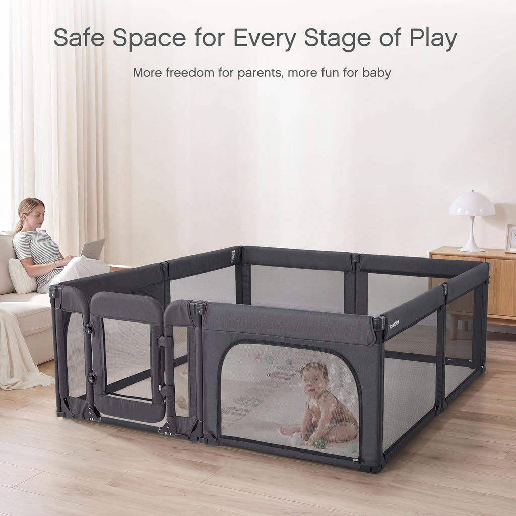Foldable Adjustable 8-Panel Baby Playpen with Mesh O6508