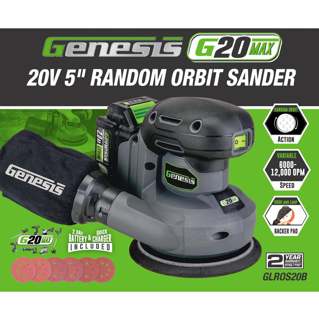 20V Cordless 5in. Orbital Sander with Dust Bag V5926