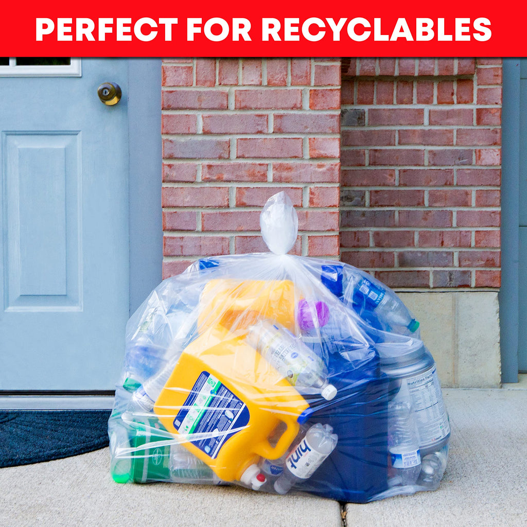 64-65 Gallon Clear Trash Bags, 120 Count Heavy Duty Garbage Bags O48631