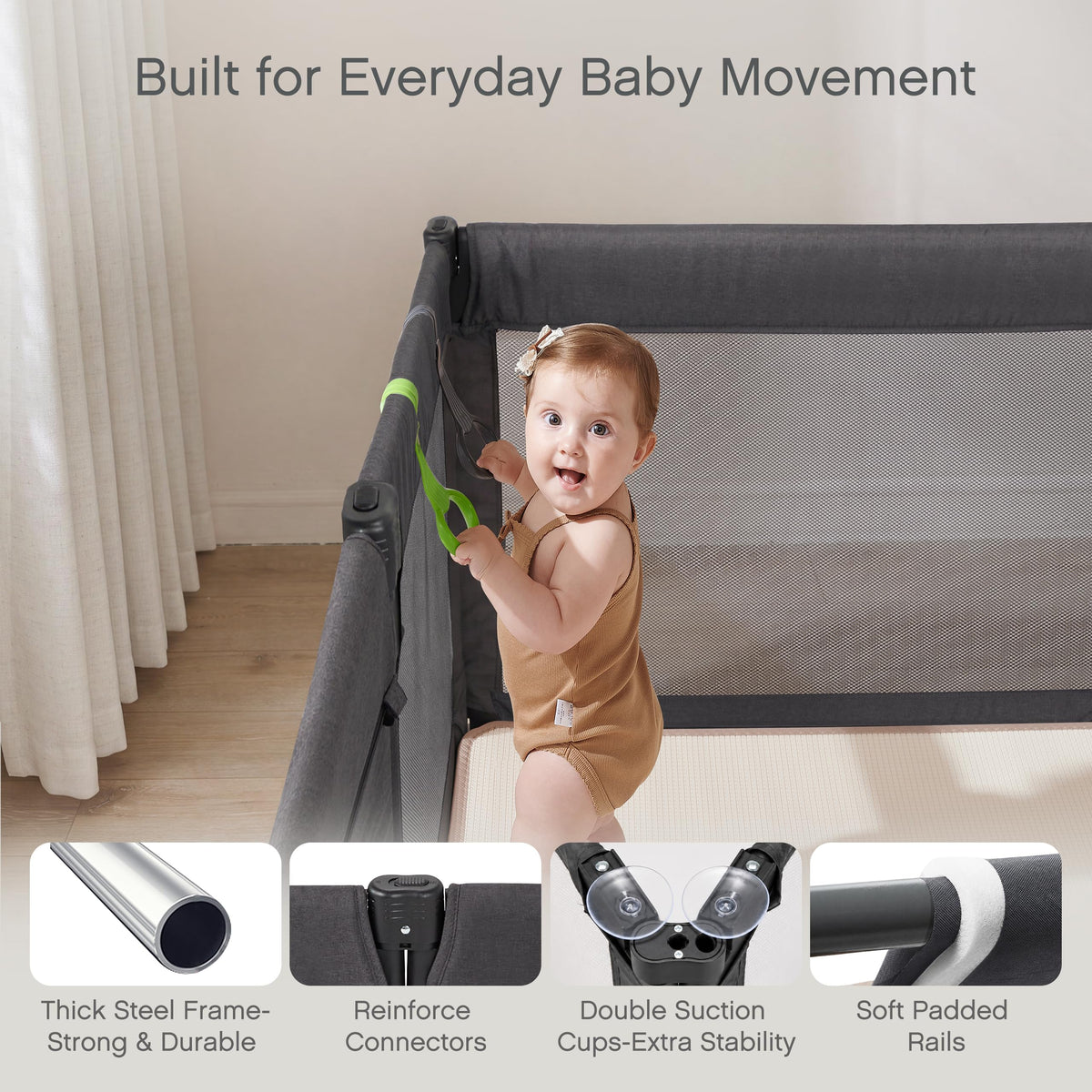 Foldable Adjustable 8-Panel Baby Playpen with Mesh O6508