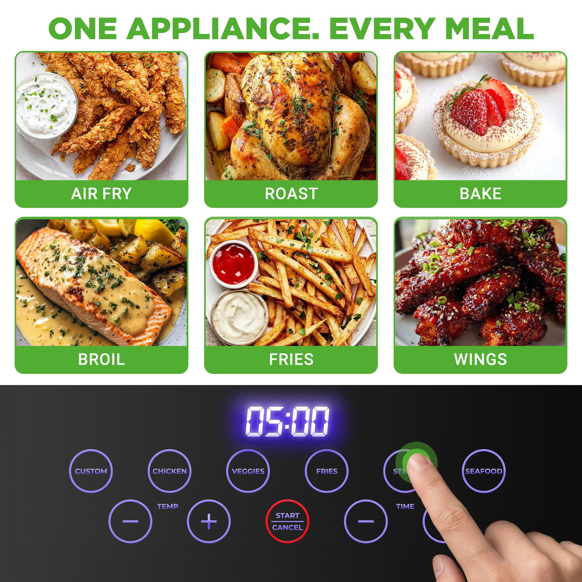 7.5 Quart Air Fryer with 6 Preset Cooking Modes A343773