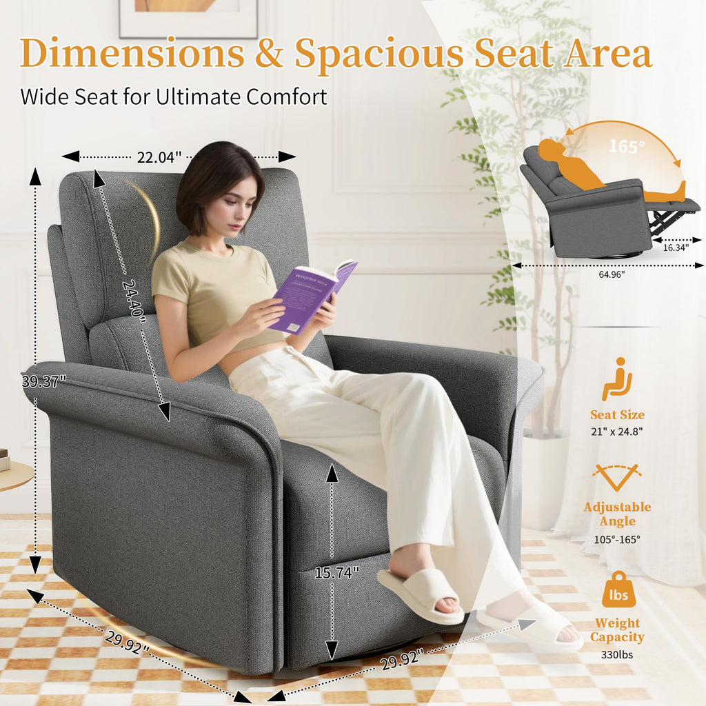 Power Swivel Rocker Recliner Chair Velvet V614